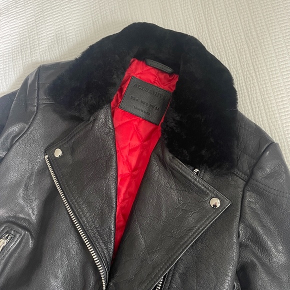 New Shearling All Saints Leather Jacket - Picture 3 of 7